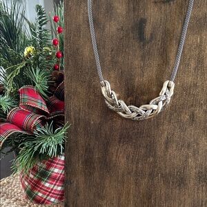 “Brighton” Silver Braided Necklace  (2 1/2 “ext) 7 1/2 chain statement piece. 🥰